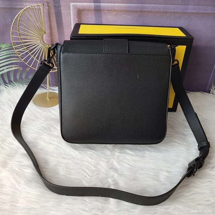 Cheap HOT In Romano Fendi Baguette Black Cuoio Leather Medium Messenger 0718